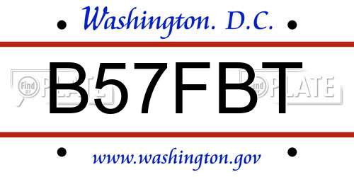 B57FBT District Of Columbia License Plate
