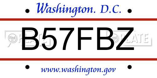 B57FBZ District Of Columbia License Plate