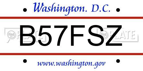 B57FSZ District Of Columbia License Plate