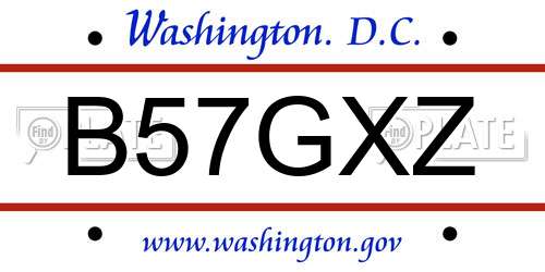 B57GXZ District Of Columbia License Plate
