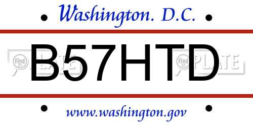 B57HTD District Of Columbia License Plate