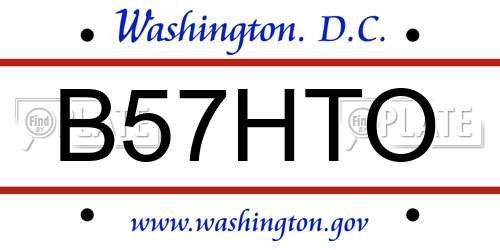 B57HTO District Of Columbia License Plate