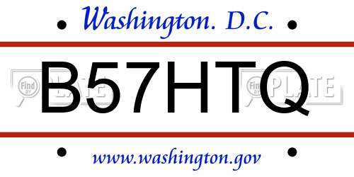 B57HTQ District Of Columbia License Plate