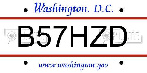 B57HZD District Of Columbia License Plate