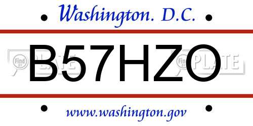 B57HZO District Of Columbia License Plate