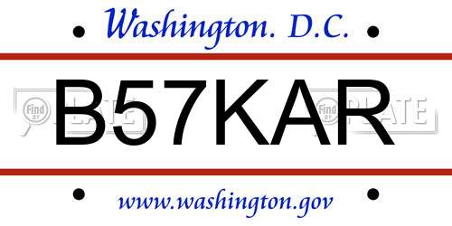 B57KAR District Of Columbia License Plate