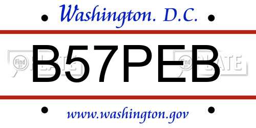 B57PEB District Of Columbia License Plate