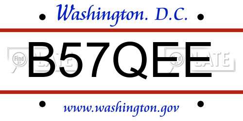 B57QEE District Of Columbia License Plate