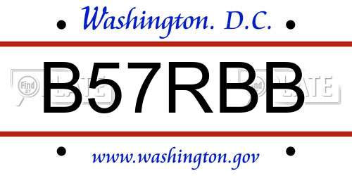 B57RBB District Of Columbia License Plate