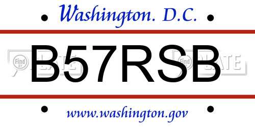 B57RSB District Of Columbia License Plate