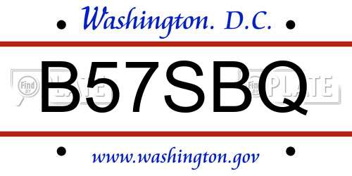 B57SBQ District Of Columbia License Plate