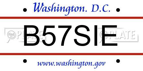 B57SIE District Of Columbia License Plate