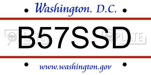 B57SSD District Of Columbia License Plate