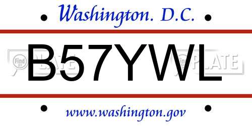 B57YWL District Of Columbia License Plate