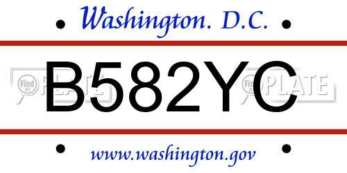 B582YC District Of Columbia License Plate
