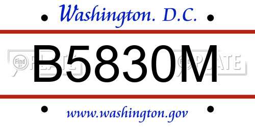 B5830M District Of Columbia License Plate