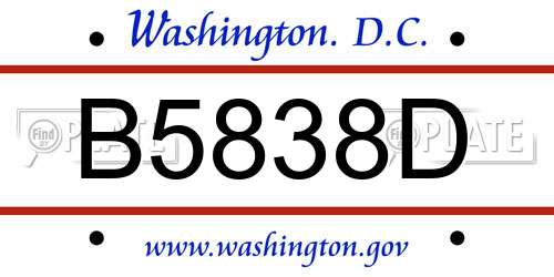 B5838D District Of Columbia License Plate