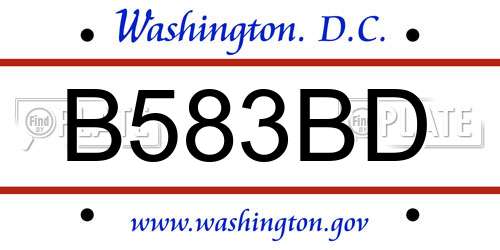 B583BD District Of Columbia License Plate