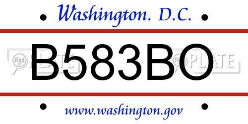 B583BO District Of Columbia License Plate