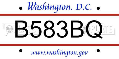 B583BQ District Of Columbia License Plate