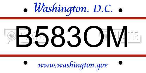 B583OM District Of Columbia License Plate