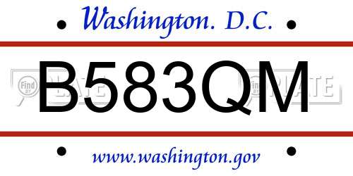 B583QM District Of Columbia License Plate
