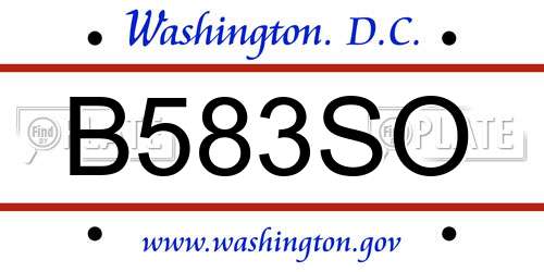 B583SO District Of Columbia License Plate