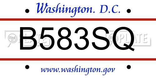 B583SQ District Of Columbia License Plate