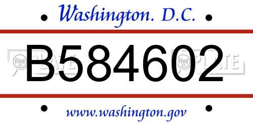 B584602 District Of Columbia License Plate