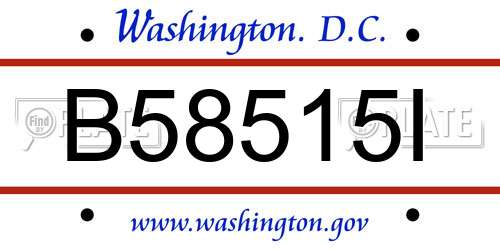 B58515I District Of Columbia License Plate