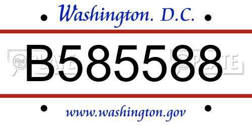 B585588 District Of Columbia License Plate