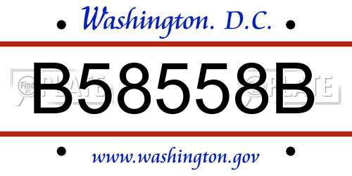 B58558B District Of Columbia License Plate