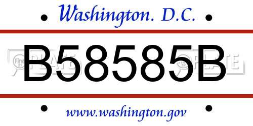 B58585B District Of Columbia License Plate