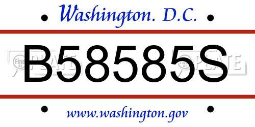 B58585S District Of Columbia License Plate