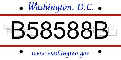 B58588B District Of Columbia License Plate