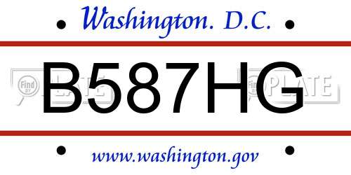 B587HG District Of Columbia License Plate