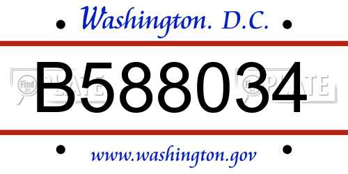 B588034 District Of Columbia License Plate