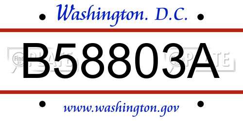 B58803A District Of Columbia License Plate