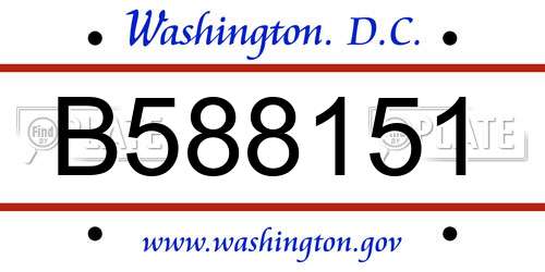 B588151 District Of Columbia License Plate