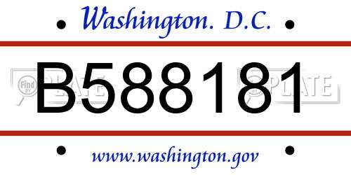 B588181 District Of Columbia License Plate