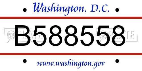 B588558 District Of Columbia License Plate