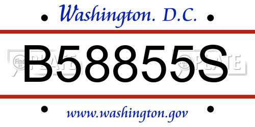 B58855S District Of Columbia License Plate