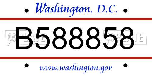 B588858 District Of Columbia License Plate