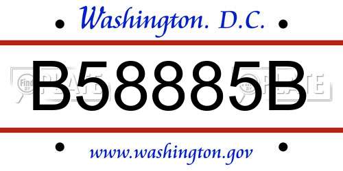 B58885B District Of Columbia License Plate