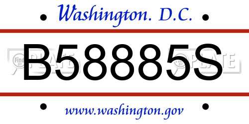 B58885S District Of Columbia License Plate