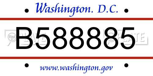 B588885 District Of Columbia License Plate