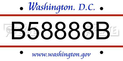 B58888B District Of Columbia License Plate