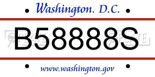 B58888S District Of Columbia License Plate