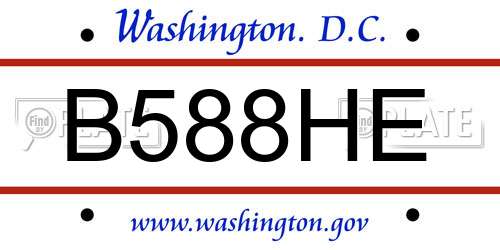 B588HE District Of Columbia License Plate