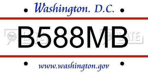 B588MB District Of Columbia License Plate